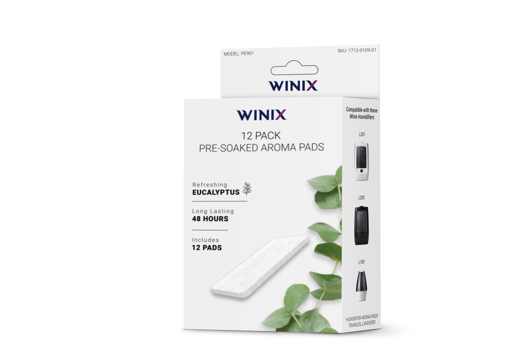 Eucalyptus 12 pack pre-soaked aroma pad retail packaging