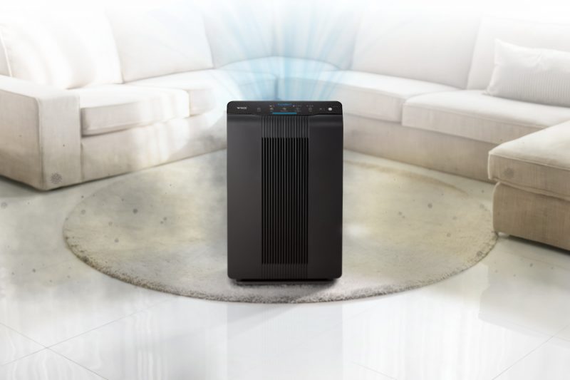 Air purifier in basement collecting particles