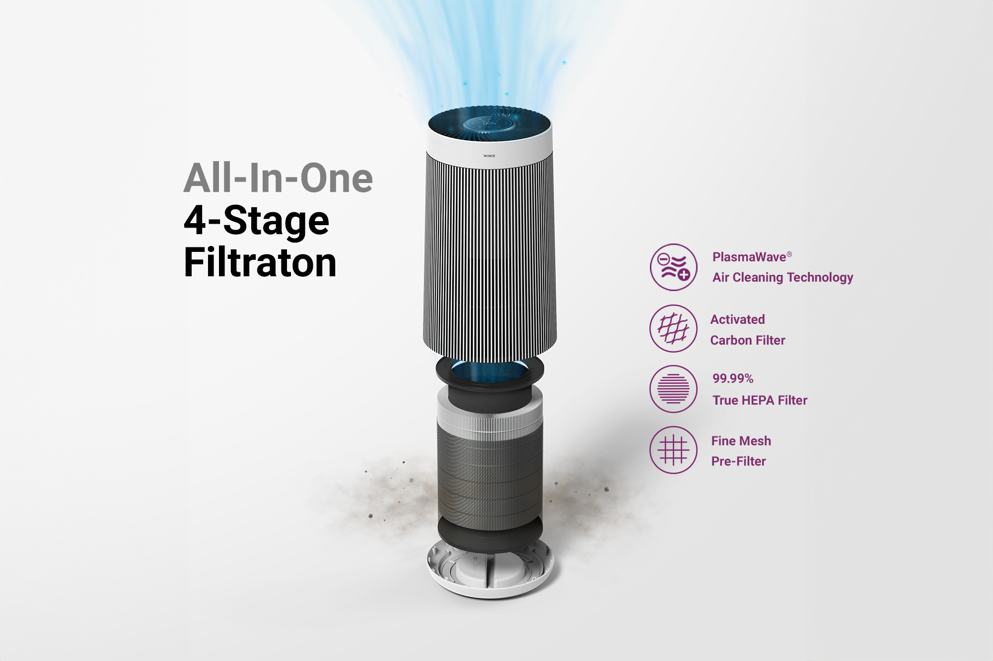 Exploded Filter View of T810 Air Purifier